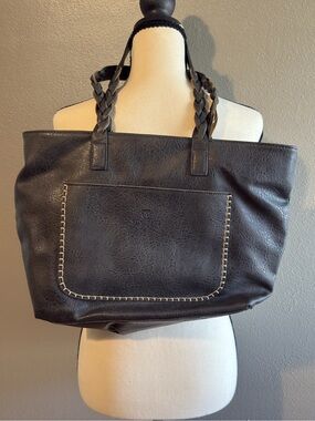 Dark Gray/Charcoal Weimeibaige Large Shoulder BagTote with Braided Handles